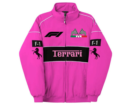Vintage Style Pink Ferrari F1 Racing Jacket