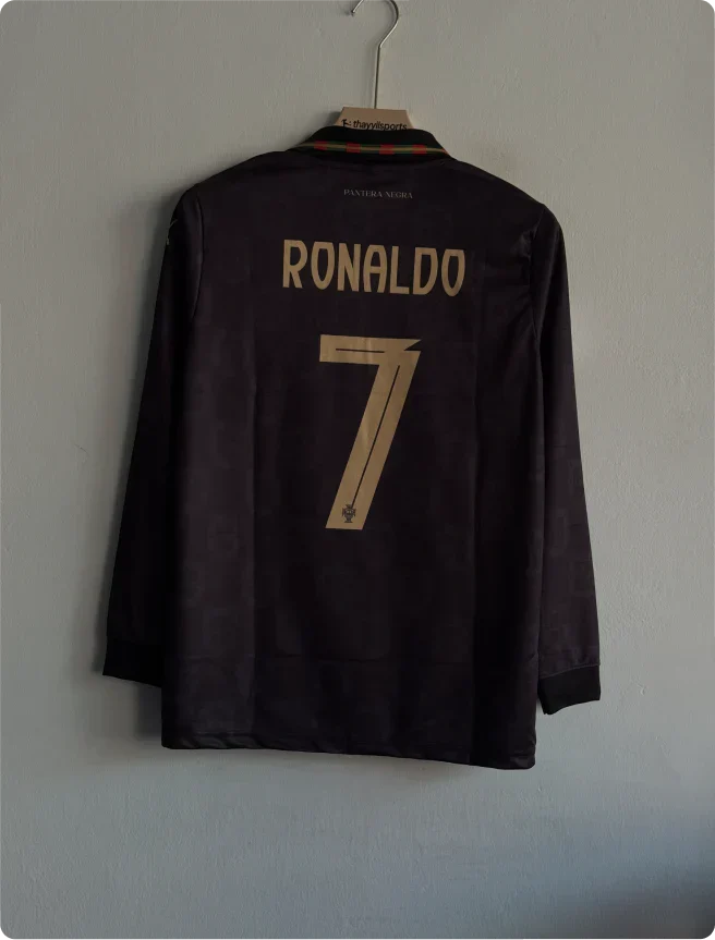 PORTUGAL 2026 BLACK KIT RONALDO FULLSLEEVE POLO PREMIUM