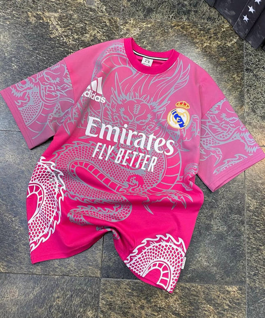 Premium Qualityr Real Madrid pink dragon Digital printing Football shirt